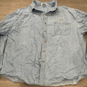 Vintage Pillsbury Doughboy Button Down Denim Shirt Advanced Textiles Size L